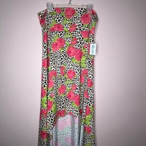 NWT LuLaRoe Olivia Pink Floral and Leopard Maxi Dress